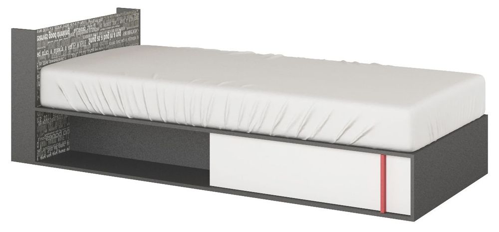 Jacklyn seng med oppbevaring 90 x 200 cm - Hvit/graphite - Venstrevendt